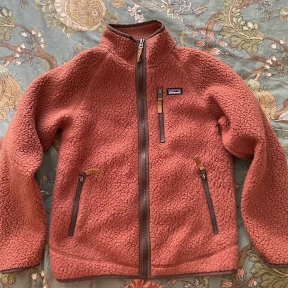 Patagonia kids' retro pile fleece, full zip front, zip pockets, size L (12)